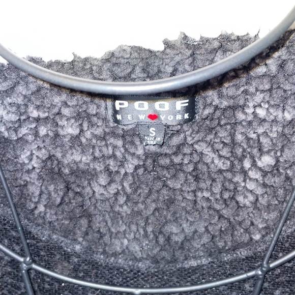 Poof New York Sherpa sweater gray fluffy sweater quarter zip size small top - Picture 3 of 4